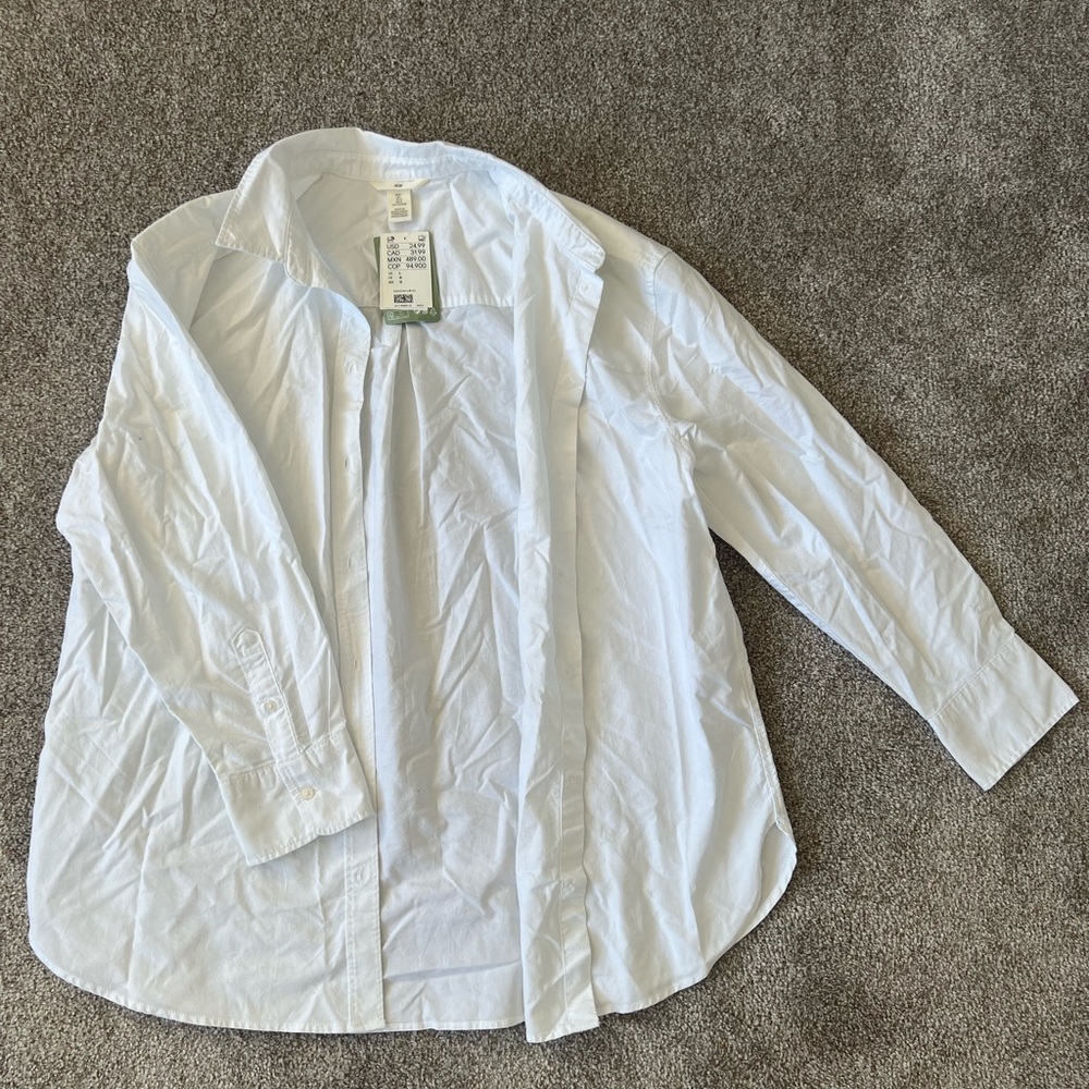 H&M Crisp White Casual Button Down Shirt